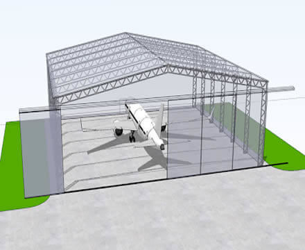 Hangar de structure en acier sophistiqué de 5 à 6 m de hauteur Hangar d'avion métallique